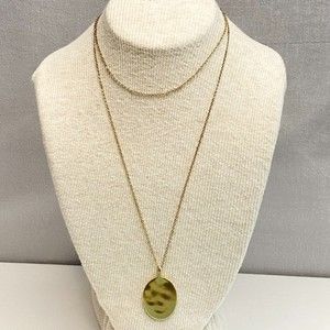 Loft Opera Necklace Gold Tone Minimalist Chain And Oval Pendant